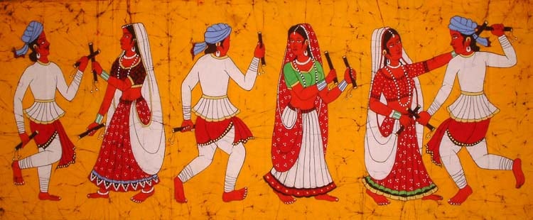 image of mean and women doing dandiya